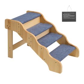 Wood Pet Stairs, 4-Step Dog Stairs for High Beds, Sofa & Cars, 150lbs Load Capacity, Non-Slip Surface Wood Pet Stairs, 4-Step Dog Stairs for High Beds, Sofa & Cars, 150lbs Load Capacity, Non-Slip Surface
